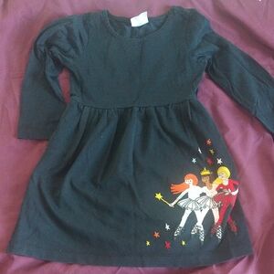 Hanna Andersson Black Dress with Colorful Print